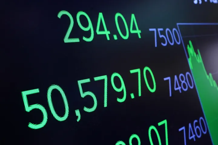 A board above the trading floor of the New York Stock Exchange 