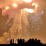 A Blue Origin New Glenn rocket explodes during an engine-firing test 