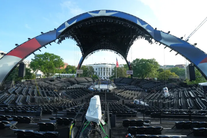 The arena for the UFC Freedom 250 fights on the South Lawn of the White House
