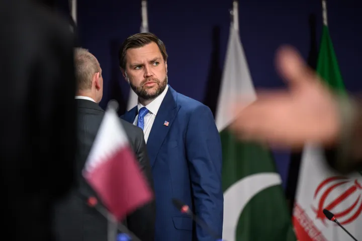 US Vice President JD Vance prior to a quadrilateral meeting between the United States, Iran, Pakistan and Qatar 