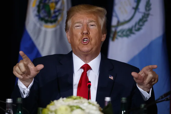 President Donald Trump speaks during a multilateral meeting on Venezuela 